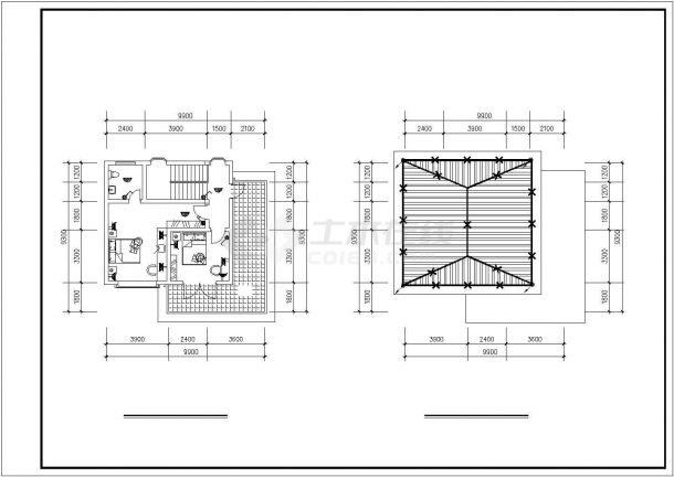 合肥市昌乐园小区3层砖混结构别墅建筑设计CAD图纸（含管道平面图）-图二