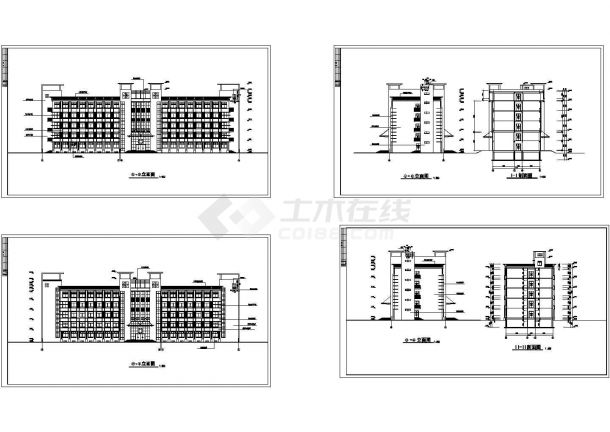 哈尔滨某高级中学综合实验楼建筑设计CAD图纸-图二
