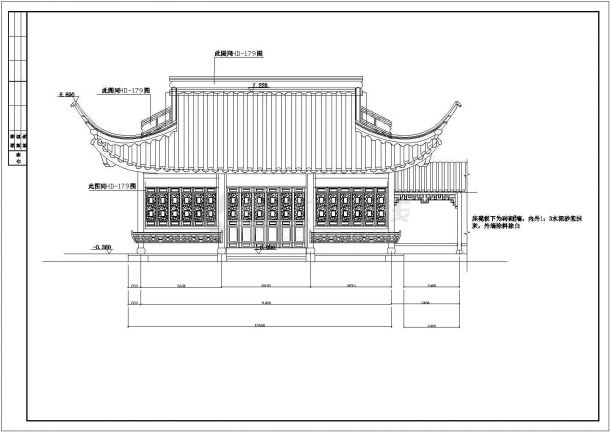 某中式古典风格茶室（亭）设计cad全套建筑施工图-图一