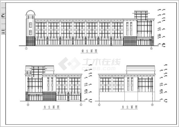 办公楼设计_某标准现代框架结构办公楼整套设计详细施工CAD图纸-图二