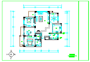 北方经典室内家装设计cad平面图纸_图1