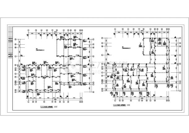 办公楼设计_某标准现代混凝土框架办公楼结构设计详细施工CAD图纸-图二