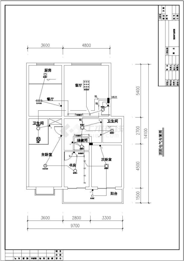 某住宅二次装修电气全套设计CAD图纸设计.dwg-图二