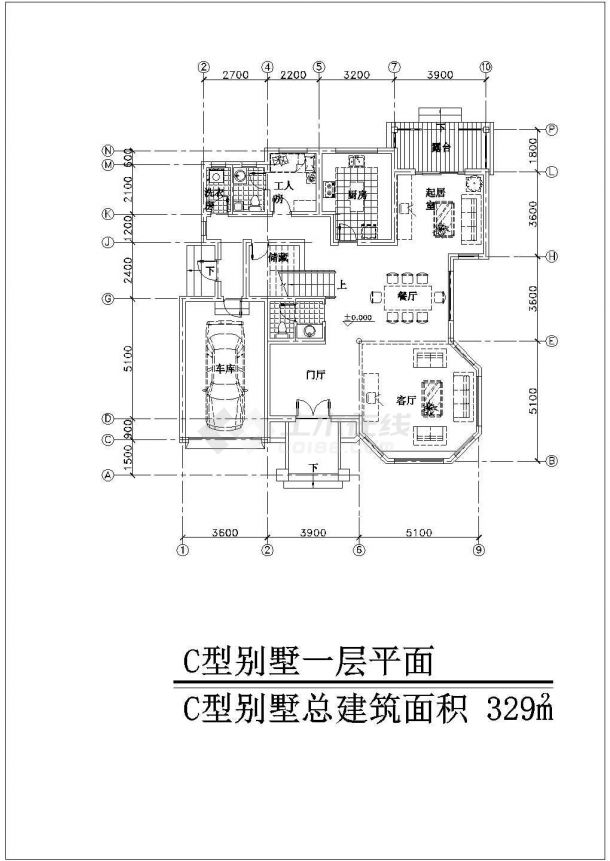 武汉市绿地花园小区330平米3层精装修高档独栋别墅平立面设计CAD图纸-图二