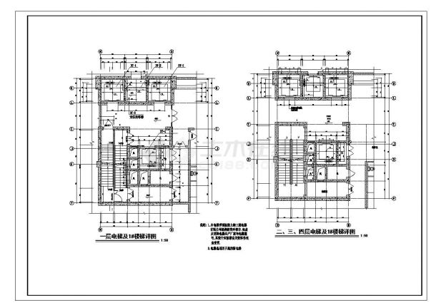 某城市高层楼地下室工程布置施工图CAD详图-图二