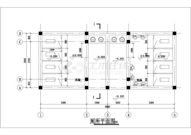 某青砖青瓦特色公厕园建设计cad图纸（施工图）-图二