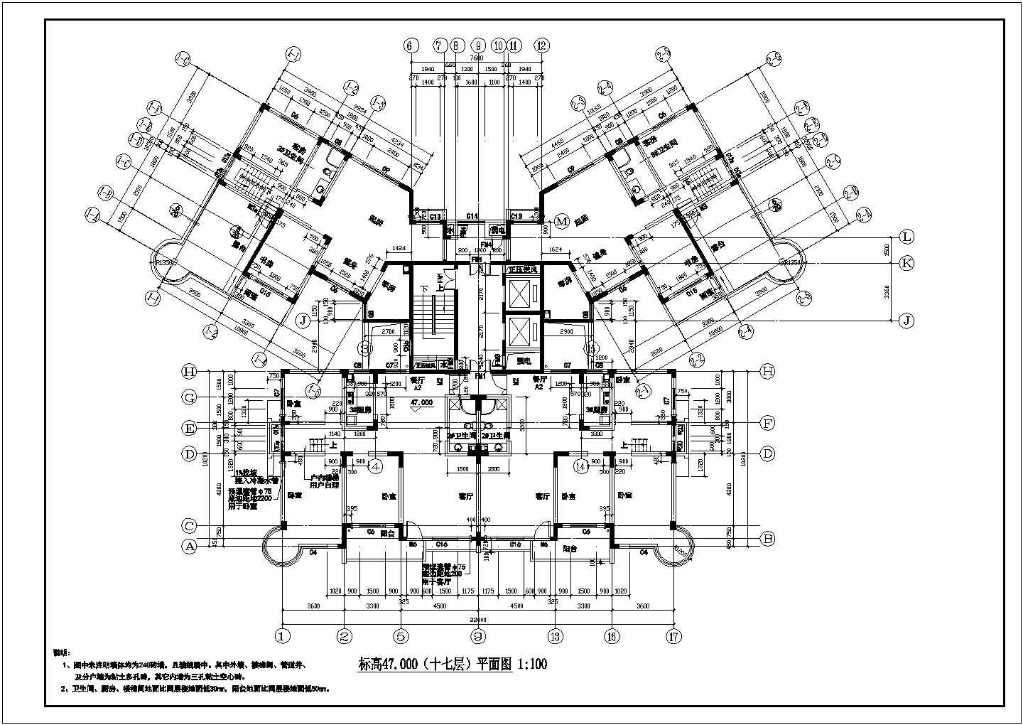 住宅设计_十八层住宅楼施工CAD图