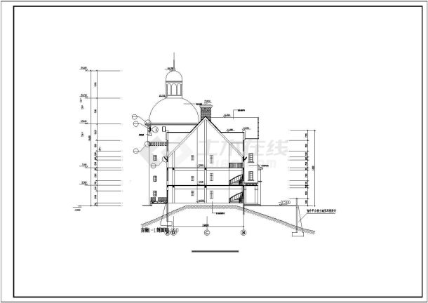 某多层欧式风格古城堡设计cad全套建筑施工图-图一