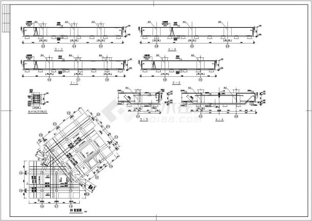 某标准现代培训中心结构设计详细施工CAD图纸-图二