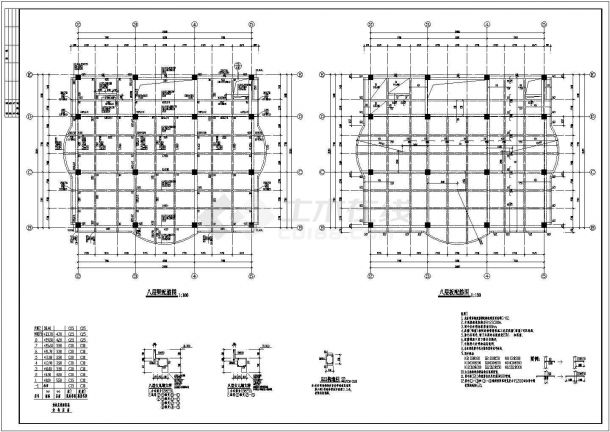 办公楼设计_某标准现代劳动局办公楼框架结构设计详细施工CAD图纸-图二