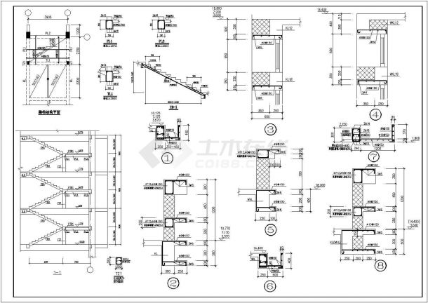 某标准现代框架教学楼结构设计详细施工CAD图纸-图二