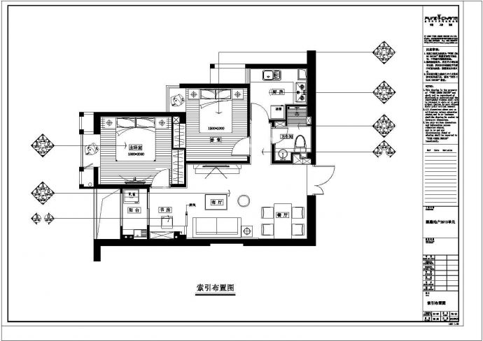 凯隆地产现代风格样板房全套施工设计cad图纸_图1