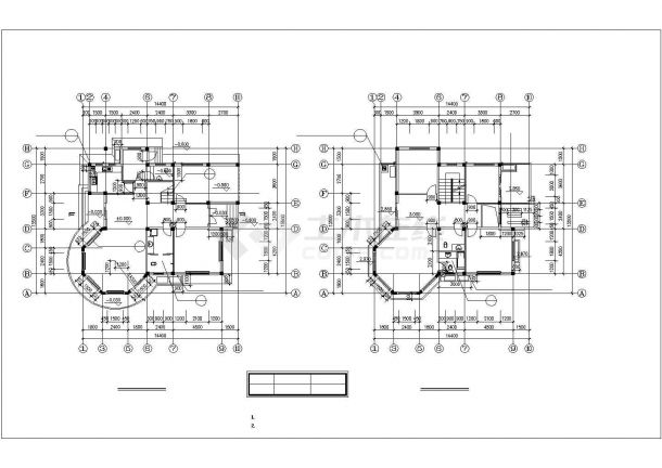 扬州市某村镇346平米3层砖混结构私人别墅楼建筑设计CAD图纸-图二