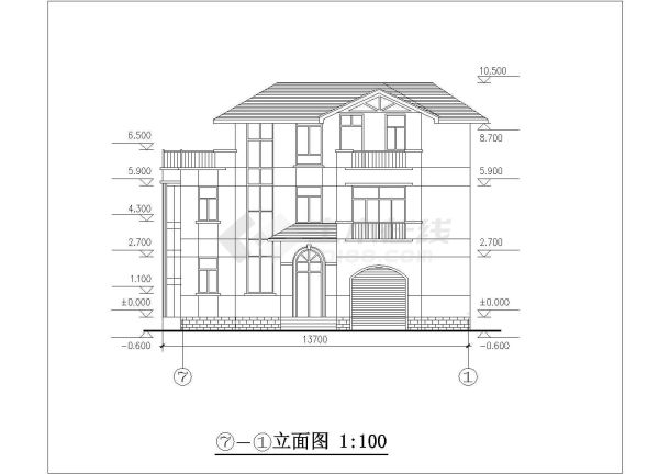 秦皇岛市某别墅区350平米三层欧式风格豪华别墅平立面设计CAD图纸-图一