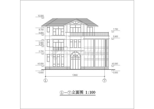 秦皇岛市某别墅区350平米三层欧式风格豪华别墅平立面设计CAD图纸-图二