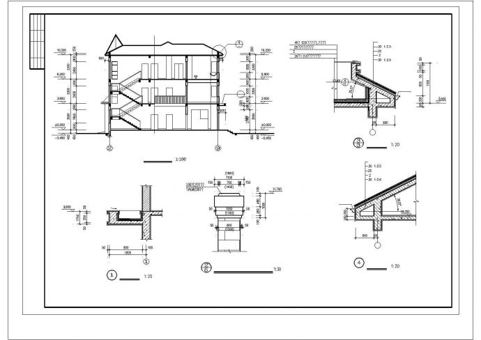 常州市丽岸家园小区440平米3层美式风格高档别墅建筑设计CAD图纸_图1
