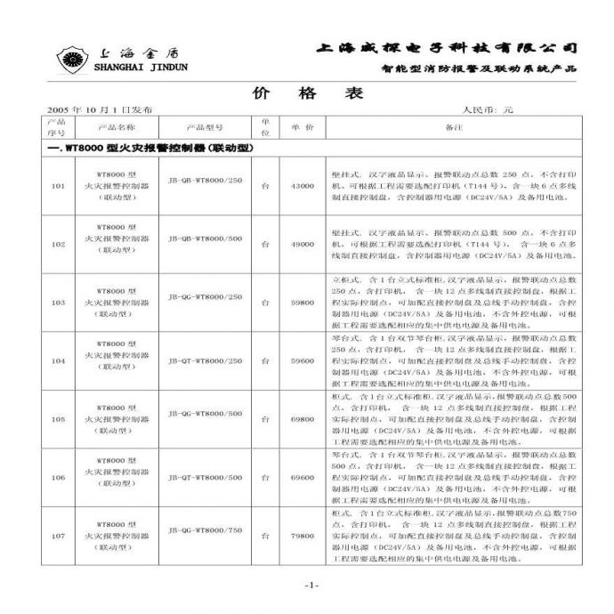 上海威探WT智能消防报警产品价目_图1