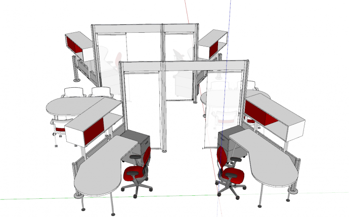 高级电脑桌椅办公桌组合su模型_图1