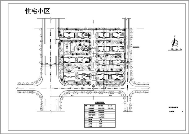 2万平方米某住宅小区规划设计cad图(含总平面图)-图一