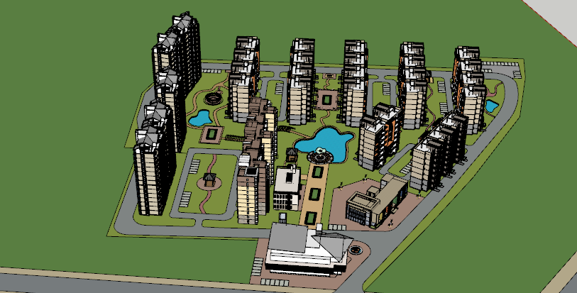 绿地现代居住区规划su模型-图二