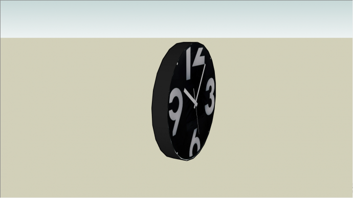 黑色表盘白色数字的墙上钟su模型_图1
