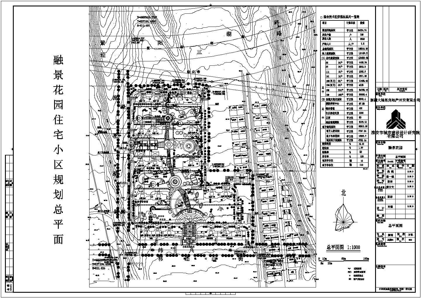 6万平方米某市融景花园住宅小区规划设计cad图(含总平面图)