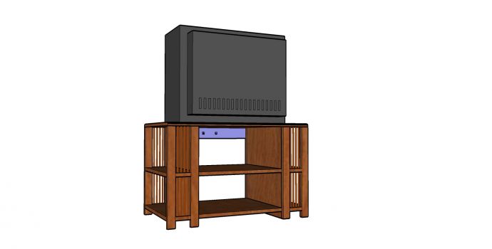 二层电视柜电视机TVsu模型_图1