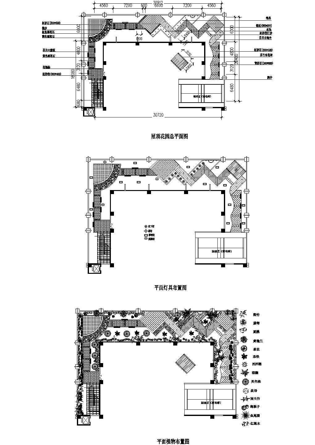 无锡市锡山区某医院住院部屋顶花园设计CAD施工图