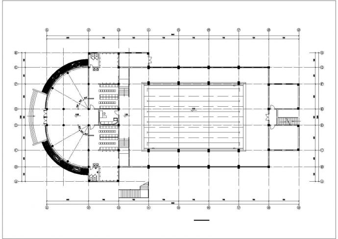 长60.4米宽30.9米2层室内体育馆建筑设计CAD施工图_图1