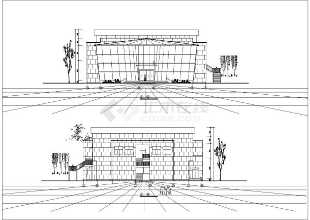 长60.4米宽30.9米2层室内体育馆建筑设计CAD施工图-图二