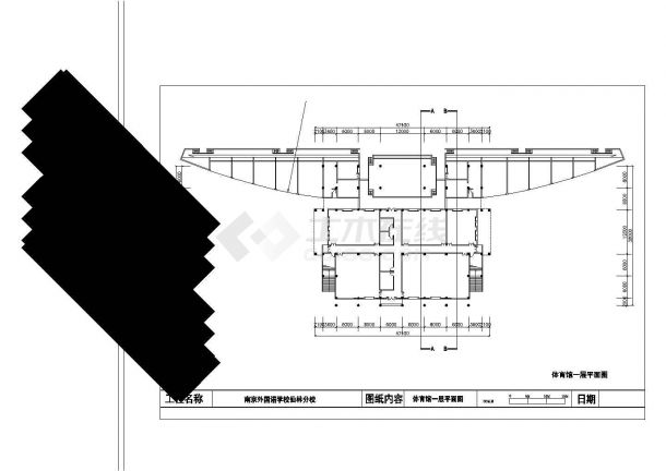 2层3812平米某外国语学校体育馆建筑设计CAD施工图-图二