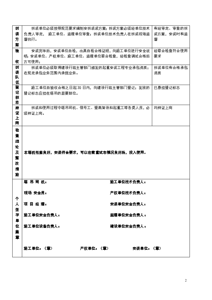 某塔吊安装检查验收表-图二