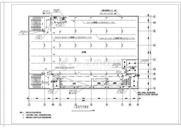 某四层工业厂房CAD设计电气图-图二