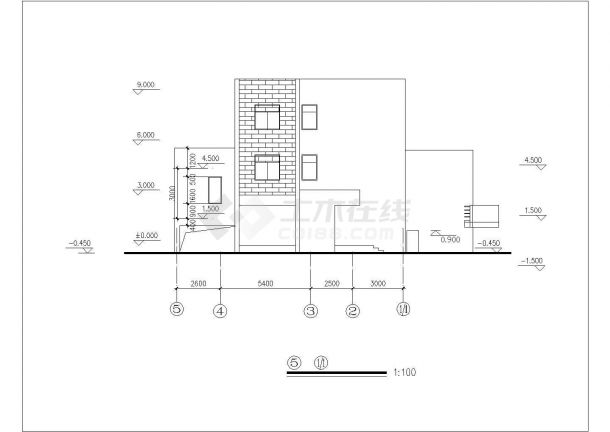 金华市某大型别墅区3层坡地渡假别墅建筑设计CAD图纸-图一