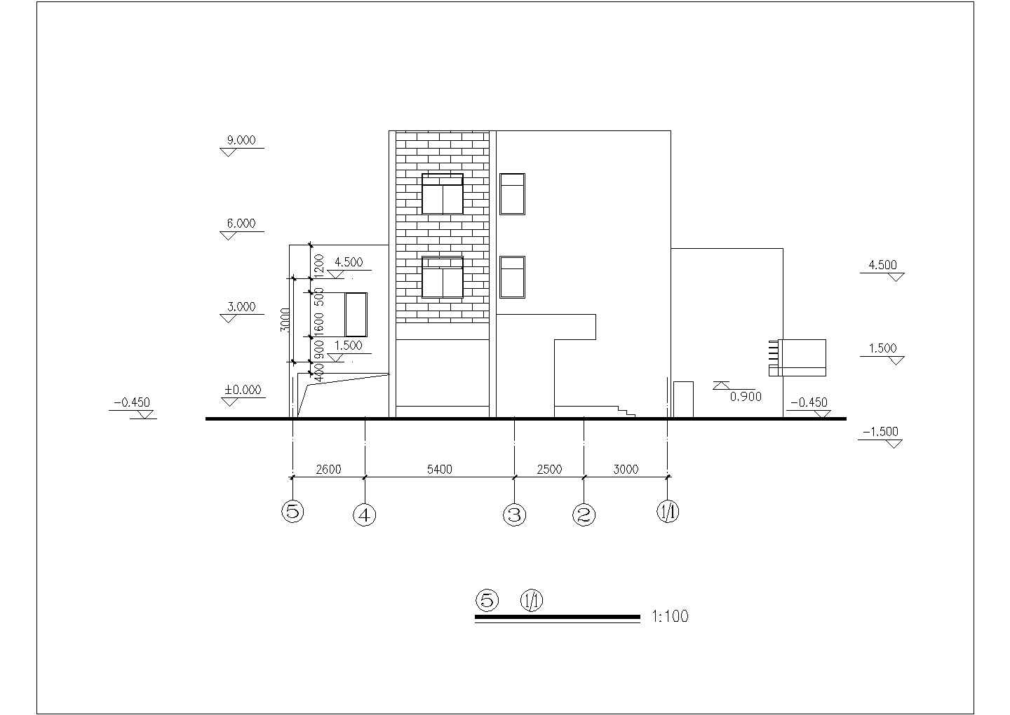 金华市某大型别墅区3层坡地渡假别墅建筑设计CAD图纸