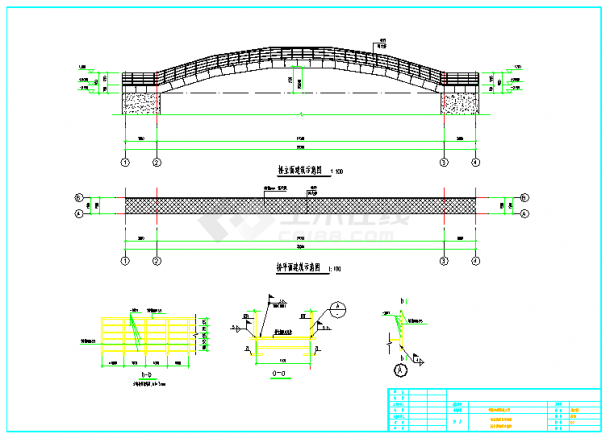 27米跨钢结构拱桥连廊施工图-图一