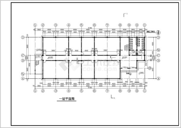 某教学楼建筑施工CAD图（共6张）-图一