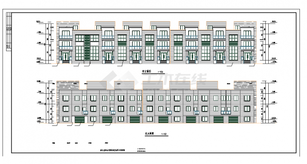 某地连体多层别墅建筑设计CAD方案图-图二