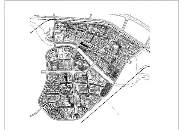 某现代风格大型综合住宅区规划设计cad总平面施工图-图一