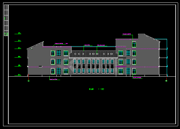 某地区图书馆建筑方案图纸设计CAD-图一