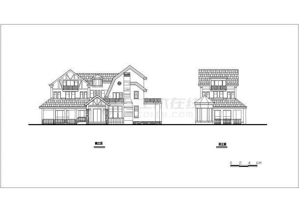 合肥市某居住区660平米3层中式风格高档别墅平立面设计CAD图纸-图二