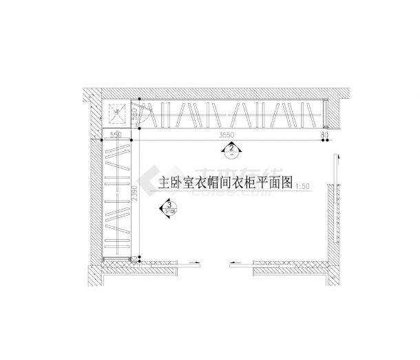 某某建筑主卧室衣柜大样图CAD图 -图二