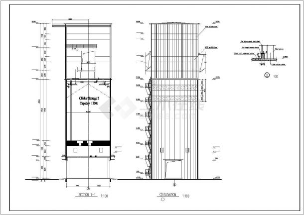 某水泥厂黄料库建筑设计CAD图纸-图二