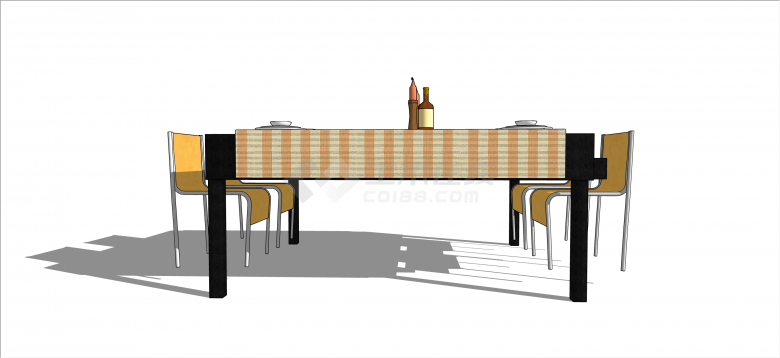 现代方形经典桌布餐桌su模型-图一