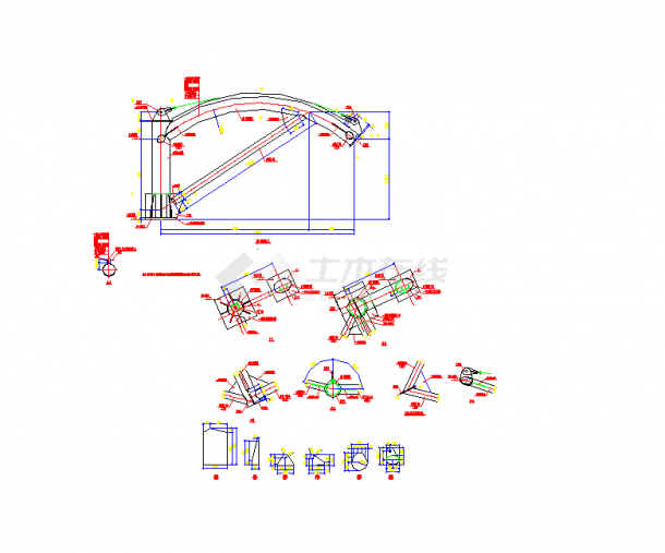 某地膜结构桁架节点详图CAD施工图纸-图一