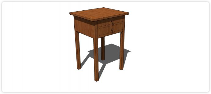 两抽屉实木边桌储藏柜su模型_图1
