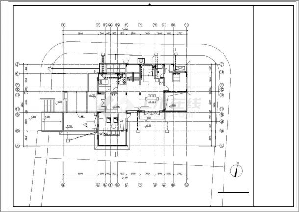 兰州市某居住区300平米双层砖混结构简约型别墅全套平面设计CAD图纸-图二