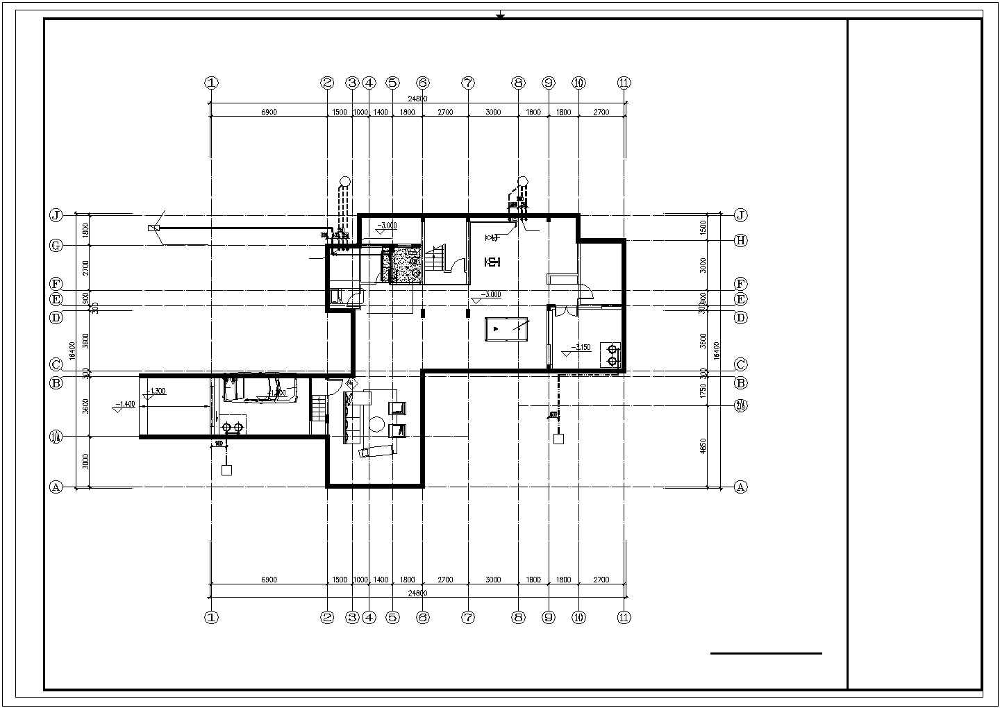 兰州市某居住区300平米双层砖混结构简约型别墅全套平面设计CAD图纸