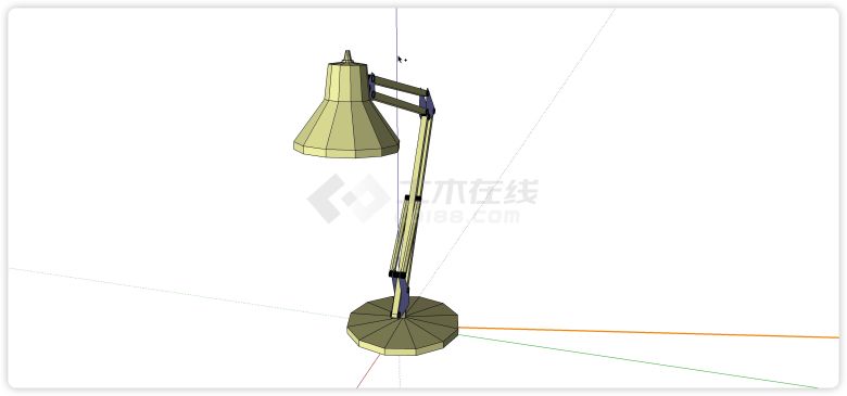 黄色双杆可伸缩工作台照明灯具su模型-图二