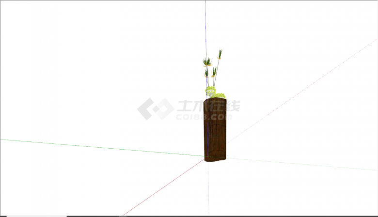 新中式实木长形古花瓶su模型-图二